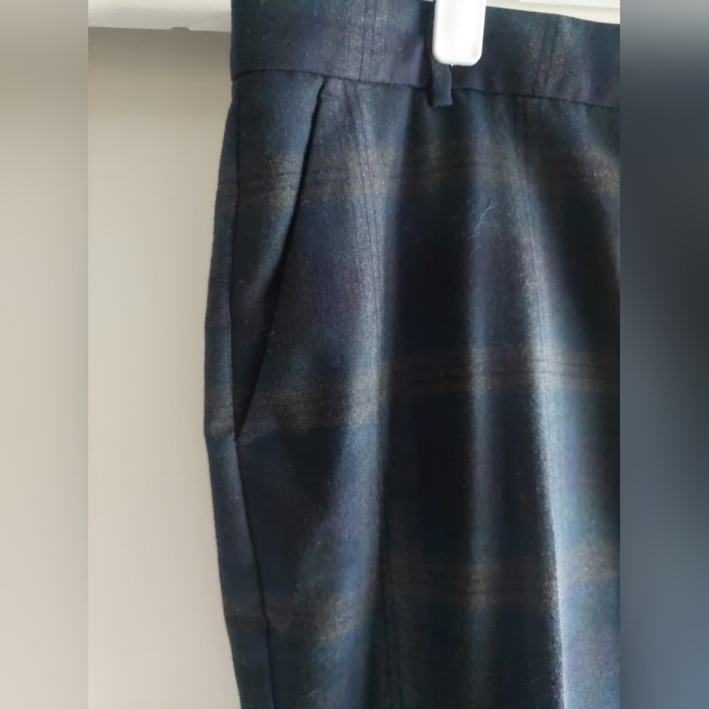 Jigsaw Wool Pant Navy Plaid Cuffed Uk 16 Us 12 Preppy Nwot — image 3 of 8